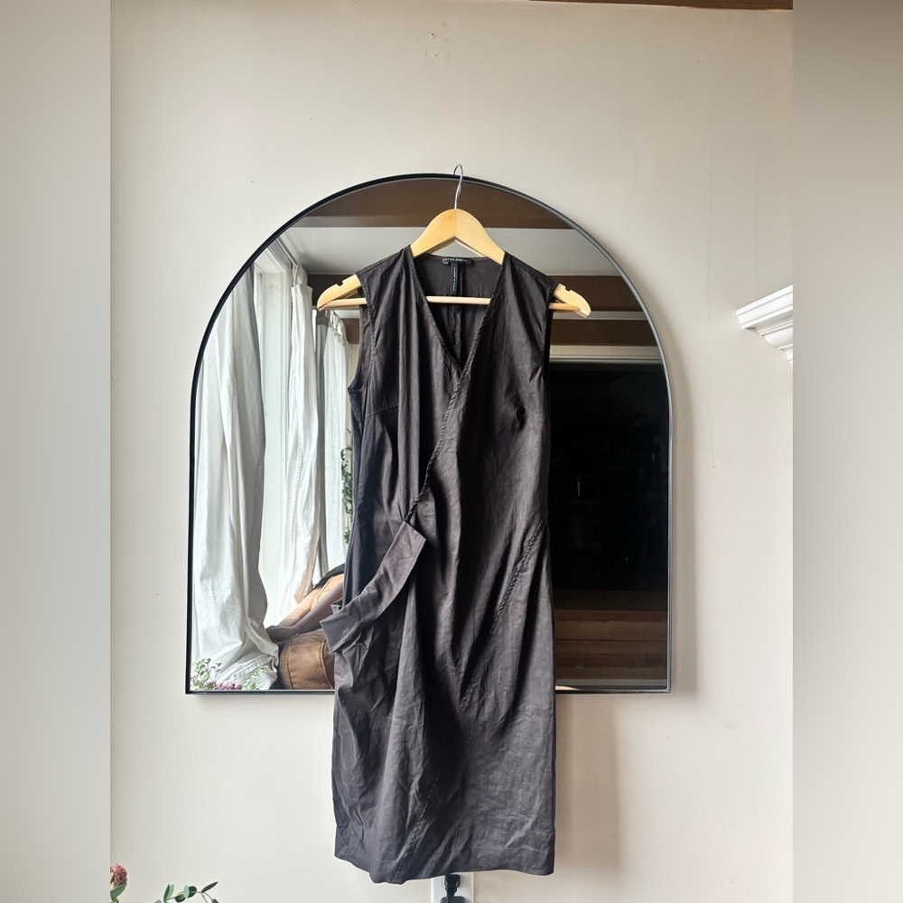 SARAH PACINI | waxed linen midi dress | size 1 - Picture 3 of 5